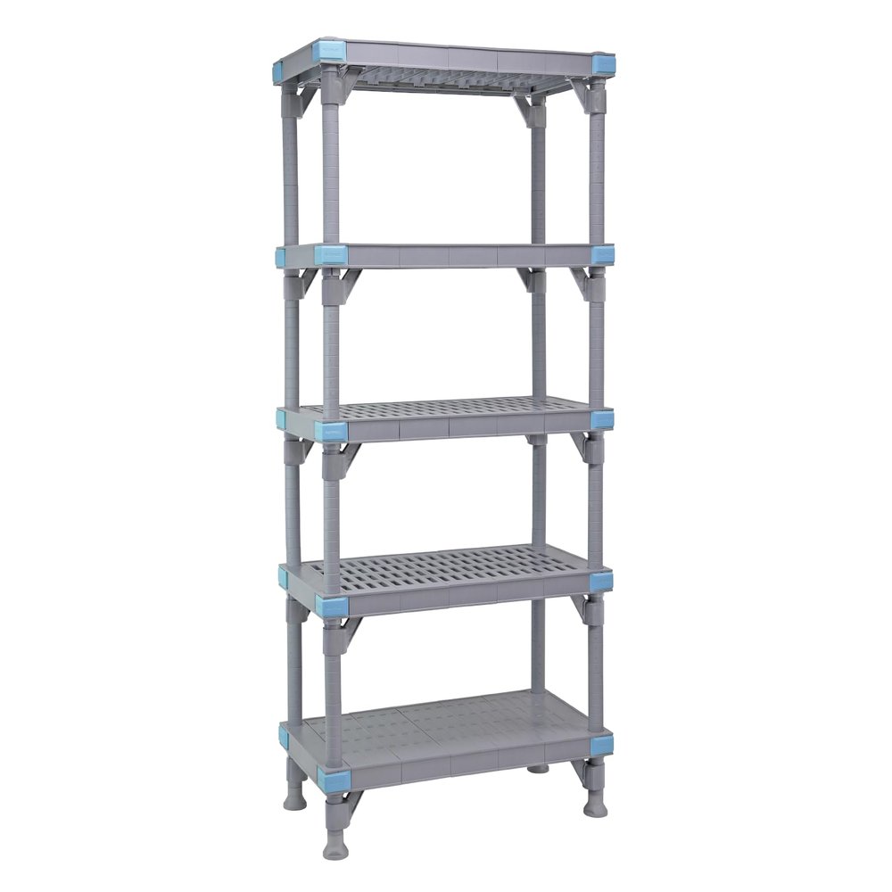Quantum Storage Systems QP183062V4S1 Millenia Shelving Unit, 30" W x 18" D x 62" H, 2000 lbs Capacity, Polypropylene/ABS, Gray, NSF