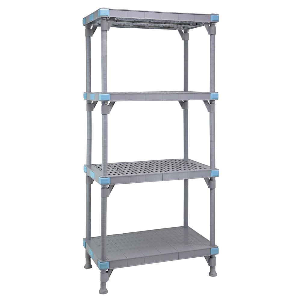 Quantum Storage Systems QP186062V3S1 Millenia Shelving Unit, 60" W x 18" D x 62" H, 2000 lbs Capacity, Polypropylene/ABS, Gray, NSF