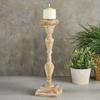 47th & Main Wood Pedestal Candle Holder, 4" Dia x 17" H, Distressed view 2