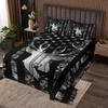Black Grey Camo Bedspread King,Camouflage American Flag Bedding Set,Deer Antlers Silhouette Quilted Coverlet 3 Pcs for Kids Teens Adults Room,Wild Animal Natural Bedding Quilt with 2 Pillowcases view 1