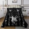 Black Grey Camo Bedspread King,Camouflage American Flag Bedding Set,Deer Antlers Silhouette Quilted Coverlet 3 Pcs for Kids Teens Adults Room,Wild Animal Natural Bedding Quilt with 2 Pillowcases view 2