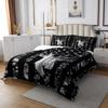 Black Grey Camo Bedspread King,Camouflage American Flag Bedding Set,Deer Antlers Silhouette Quilted Coverlet 3 Pcs for Kids Teens Adults Room,Wild Animal Natural Bedding Quilt with 2 Pillowcases view 3