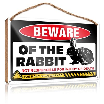 gaeruite Home Welcome Sign Beware of Rabbits Sign Hanging Wooden Plaque Decoration Tall Welcome Sign (Size : 20X30CM)