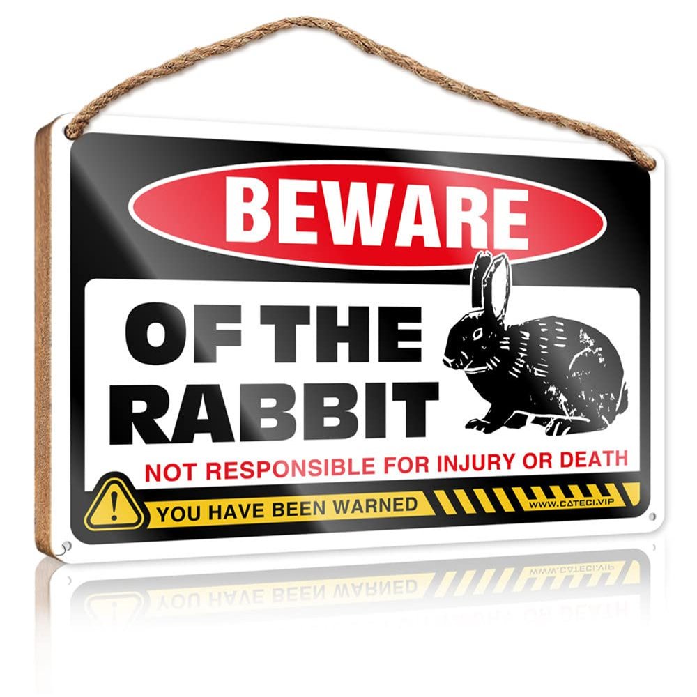 gaeruite Home Welcome Sign Beware of Rabbits Sign Hanging Wooden Plaque Decoration Tall Welcome Sign (Size : 20X30CM)