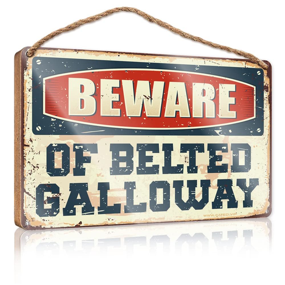 Wooden Welcome Beware of Belted Galloway Sign Hanging Wooden Plaque Decoration Round Welcome Sign ( Size : 20X30CM )