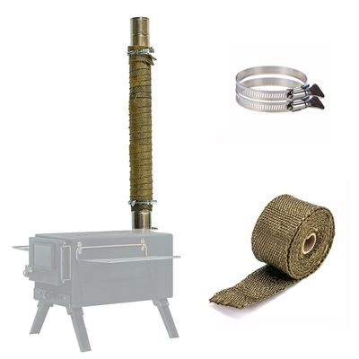 FireHiking Stove Pipe Wrap Heat-resistant Camping Tent Stove Pipe Protector with 2 Clamps 5 m / 16.4 ft