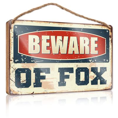 Front Porch Welcome Sign Beware of Fox Sign Hanging Wooden Plaque Decoration Farmhouse Welcome Sign for Front Door ( Size : 20X30CM )