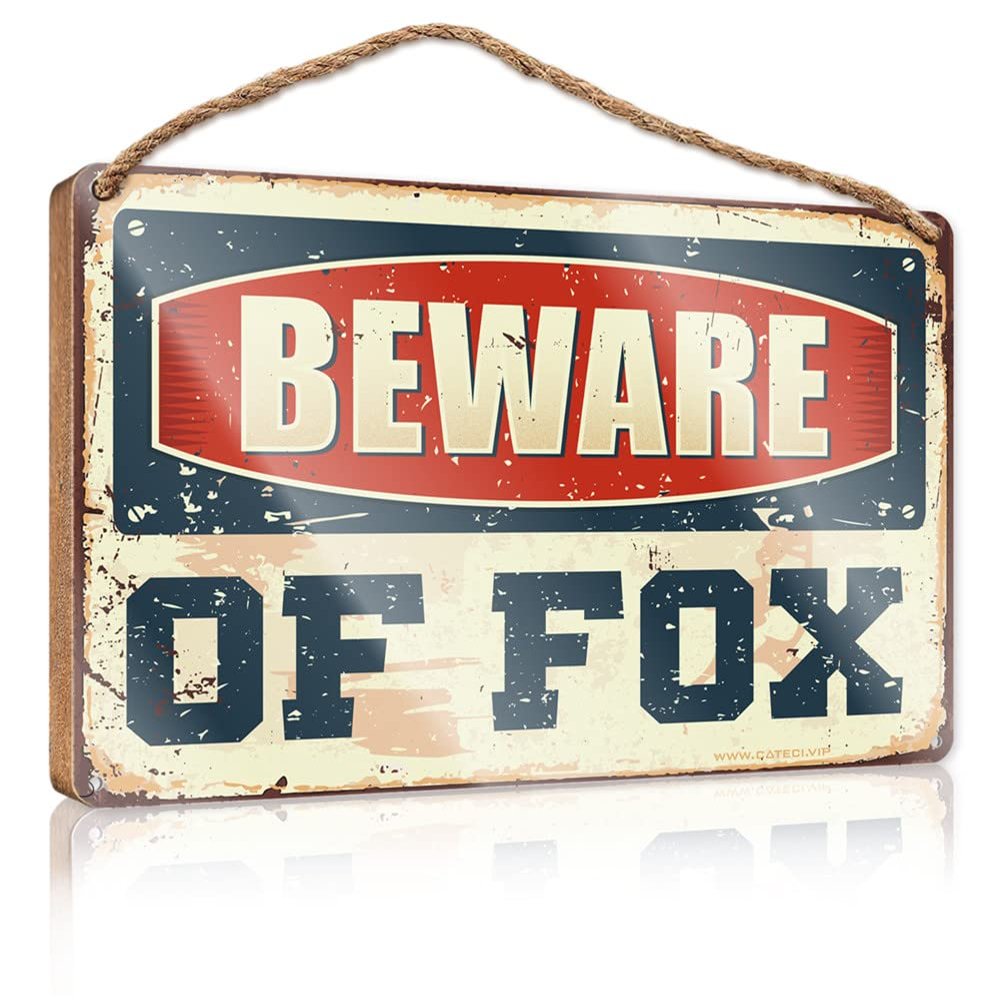 Front Porch Welcome Sign Beware of Fox Sign Hanging Wooden Plaque Decoration Farmhouse Welcome Sign for Front Door ( Size : 20X30CM )
