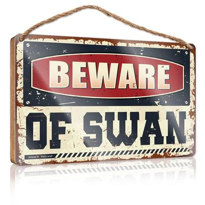 Wooden Welcome Beware of Swan Sign Hanging Wooden Plaque Decoration Round Welcome Sign ( Size : 15X28CM )