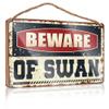 Wooden Welcome Beware of Swan Sign Hanging Wooden Plaque Decoration Round Welcome Sign ( Size : 15X28CM ) view 1