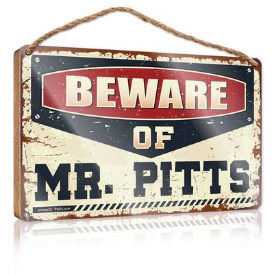 Front Porch Welcome Sign Beware of Mr. Pitts Sign Hanging Wooden Plaque Decoration Farmhouse Welcome Sign for Front Door ( Size : 20X30CM )
