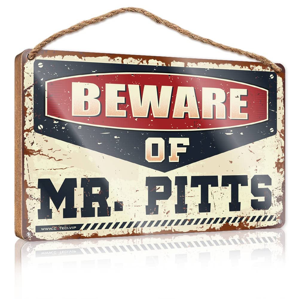 Front Porch Welcome Sign Beware of Mr. Pitts Sign Hanging Wooden Plaque Decoration Farmhouse Welcome Sign for Front Door ( Size : 20X30CM )