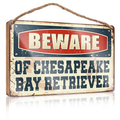 Wooden Welcome Beware of Chesapeake Bay Retriever Sign Hanging Wooden Plaque Decoration Round Welcome Sign (Size : 20X30CM)