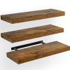 AMADA HOMEFURNISHING Floating Shelves, Wall Shelves for Bathroom/Living Room/Bedroom/Kitchen Decor, Decor Shelf with Invisible Brackets Set of 3, Rustic Brown - AMFS07V view 1
