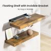 AMADA HOMEFURNISHING Floating Shelves, Wall Shelves for Bathroom/Living Room/Bedroom/Kitchen Decor, Decor Shelf with Invisible Brackets Set of 3, Rustic Brown - AMFS07V view 4