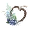 Fenteer Heart Shaped Wreath Front Door Garland for Farmhouse Indoor, Blue view 2