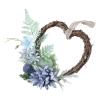 Fenteer Heart Shaped Wreath Front Door Garland for Farmhouse Indoor, Blue view 4