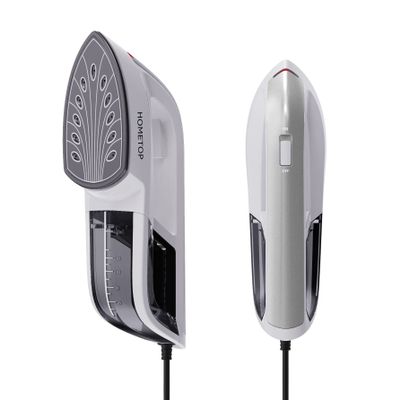 HOMETOP Professional Handheld Steamer, Garment Steamer Iron for Clothes, 1300W 40s Rapid Even Heat Ceramic Coated Soleplate, Portable Steamer Iron for Home and Travel (Silver)