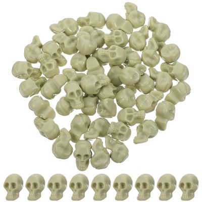 PRETYZOOM 100 Pcs Miniature Plastic Skull Heads 1.65 Inch Halloween Decorations for Crafts Party Favors Table Centerpieces and Spooky Home Display