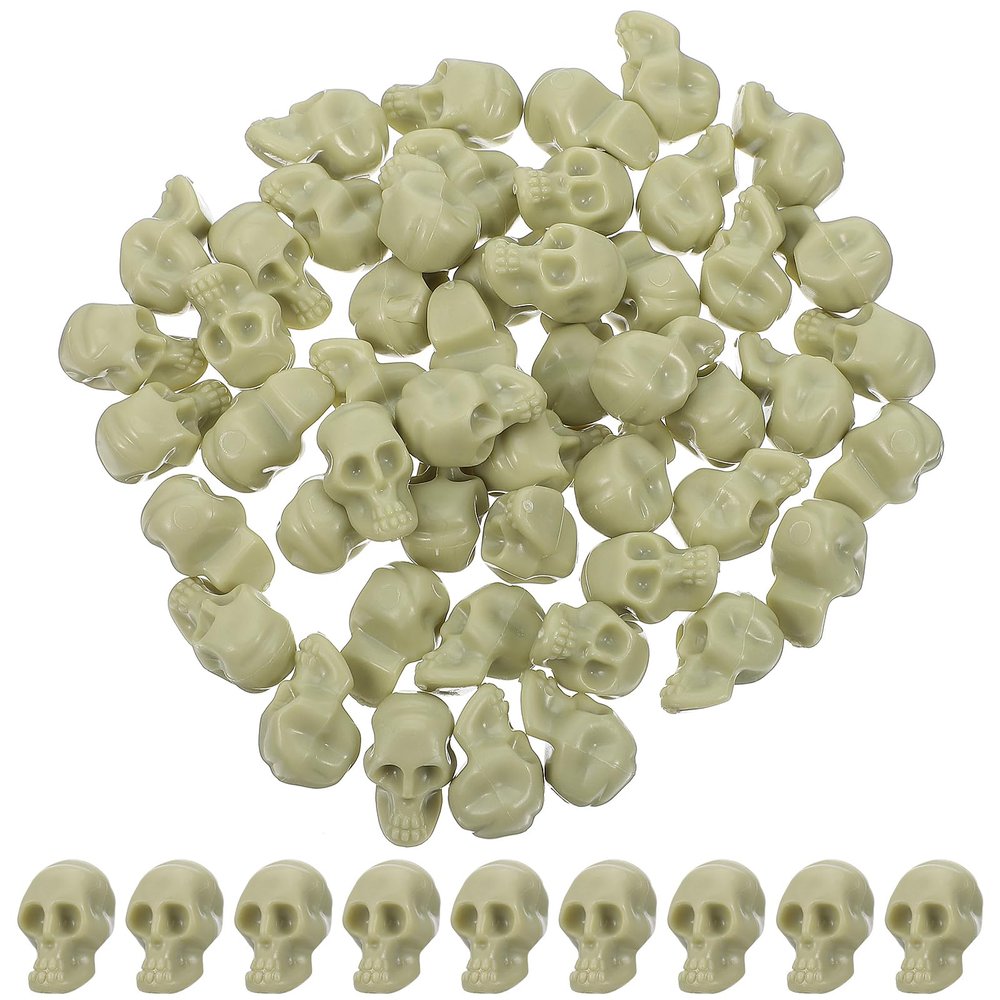 PRETYZOOM 100 Pcs Miniature Plastic Skull Heads 1.65 Inch Halloween Decorations for Crafts Party Favors Table Centerpieces and Spooky Home Display