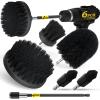 Holikme 6Pack Drill Brush Power Scrubber Cleaning Brush Extended Long Attachment Set All Purpose Drill Scrub Brushes Kit for Grout, Floor, Tub, Shower, Tile, Bathroom Black view 1
