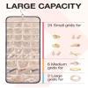 BAGSMART Hanging Jewelry Organizer Storage Roll with Hanger Metal Hooks Double-Sided Jewelry Holder for Earrings, Necklaces, Rings on Closet, Wall, Door, 1 piece, Large, Black view 3