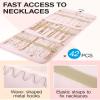 BAGSMART Hanging Jewelry Organizer Storage Roll with Hanger Metal Hooks Double-Sided Jewelry Holder for Earrings, Necklaces, Rings on Closet, Wall, Door, 1 piece, Large, Pink view 2