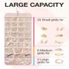 BAGSMART Hanging Jewelry Organizer Storage Roll with Hanger Metal Hooks Double-Sided Jewelry Holder for Earrings, Necklaces, Rings on Closet, Wall, Door, 1 piece, Large, Pink view 3