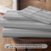 My-100%-Certified-Giza-Cotton-Dreams-Pillow-Sheet, Giza Egyptian Sheet Set King Size, Soft Sateen Weave, Breathable Fabric, Fits Upto 10-Inch Deep Pocket - King, Light Grey Stripe view 2