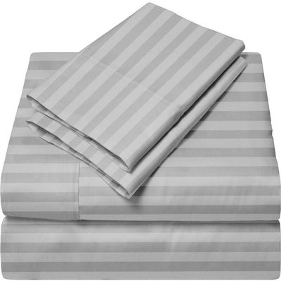 Giza-Egyptian-Dreams-Set-My-Sheet-&-Pillow, 100% Giza Egyptian 1000 Thread Count Cotton, 12"-15" Deep Pockets |RV King, Light Grey Stripe Color| 4-PC Sheet Set, Soft Breathable Bedsheets