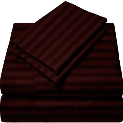 Giza-Egyptian-Dreams-Set-My-Sheet-&-Pillow, 100% Giza Egyptian 1000 Thread Count Cotton, 12"-15" Deep Pockets |RV King, Wine Stripe Color| 4-PC Sheet Set, Soft Breathable Bedsheets