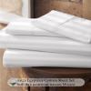 Neighbourhood Home My-100%-Certified-Giza-Cotton-Pillow-Sheet, Giza Egyptian Sheet Set King Size, Soft Sateen Weave, Breathable Fabric, Fits Upto 10-Inch Deep Pocket - King, White Stripe view 2