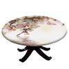 Japanese Round fitted tablecloth, Natural Floral Japanese Style Garden with Cherry Blossom Sakura Butterfly, Elastic edge, For dining tables, buffet parties and camping, Fit for 24" table, Pink Yellow view 1