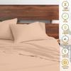 My-100%-Certified-Giza-Cotton-Dreams-Pillow-Sheet, Giza Egyptian Sheet Set Split Flex Top King Size, Soft Sateen Weave, Breathable Fabric, Fits Upto 15-Inch Deep Pocket - Split Head King, Peach view 4