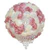 7.1 Inch Handmade Satin Rose Bridal Bouquet Toss Round Wedding Bouquet Throw Toss Artificial Flower Bunch Shimmering Blush Pink + Ivory view 1