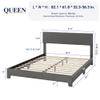 Allewie Queen Bed Frame with Adjustable Headboard, Upholstered Platform Bed with Wood Slats, Heavy Duty Mattress Foundation, No Box Spring Needed, Noise-Free, Easy Assembly, Dark Grey view 2