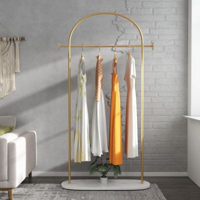 TIEOU Metal Gold Coat Rack, Freestanding Entryway Stand, Hat Coat Hanger, Small Clothing Rack, Modern