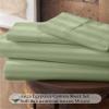 My-100%-Certified-Giza-Cotton-Pillow-Sheet, Giza Egyptian Sheet Set Split Flex Top King Size, Soft Sateen Weave, Breathable Fabric, Fits Upto 12-Inch Deep Pocket - Split Head King, Sage Stripe view 2