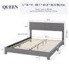 Allewie Queen Bed Frame with Upholstered Adjustable Headboard, Platform Bed with Wood Slats, Heavy Duty Mattress Foundation, No Box Spring Needed, Easy Assembly, Light Grey view 2