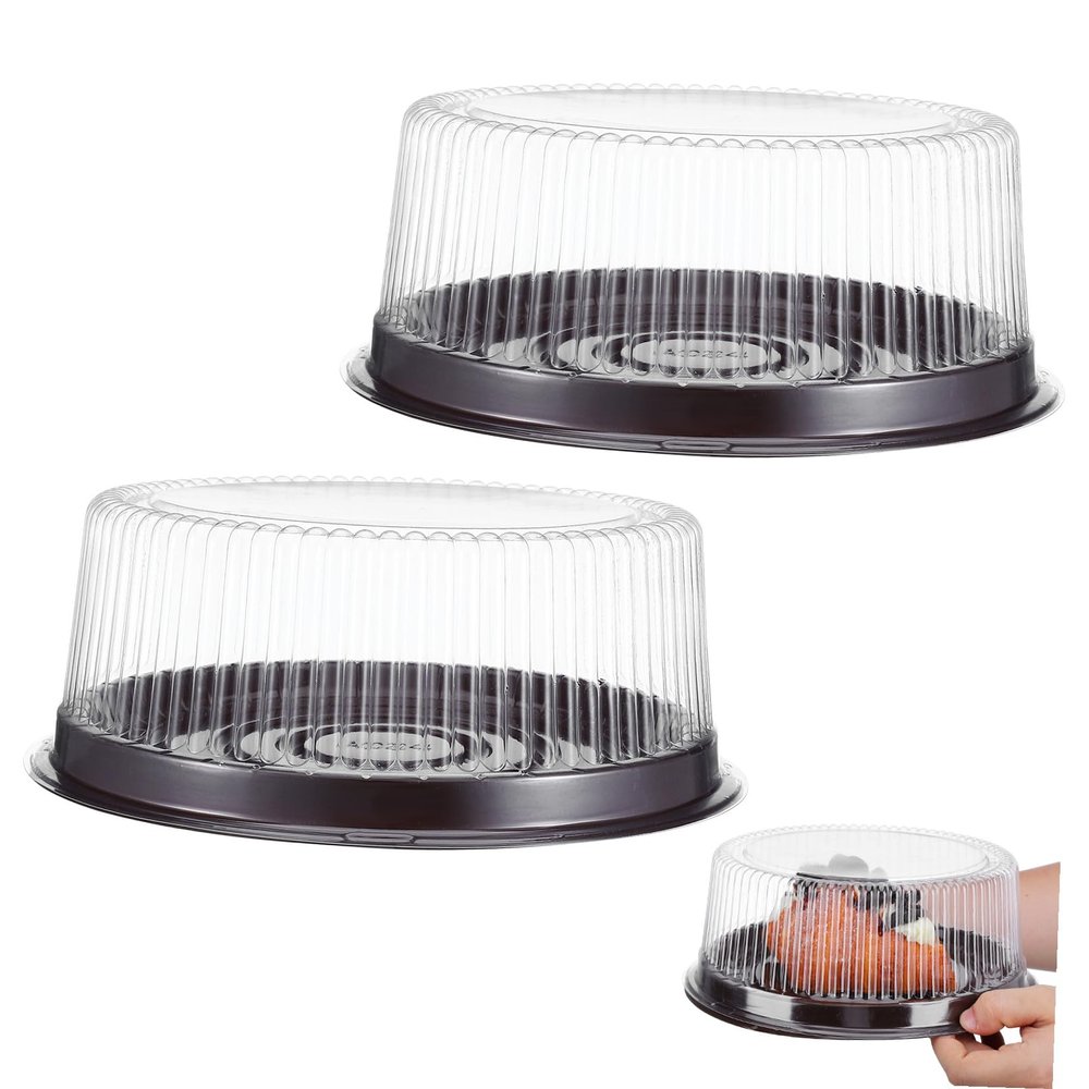 10pcs Plastic Disposable Cake Containers Carriers with Clear Lids and Boards,Clear Cake Box Round Disposable Cupcake Containers Cake Platter with Cover for Birthday Wedding Mooncake 8inch