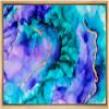 NWT Framed Canvas Print Wall Art Teal, Purple & Gold Watercolor Waves Abstract Shapes Illustrations Modern Art Contemporary Colorful Ultra for Living Room, Bedroom, Office - 16"x24" Natural view 1