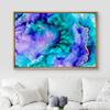NWT Framed Canvas Print Wall Art Teal, Purple & Gold Watercolor Waves Abstract Shapes Illustrations Modern Art Contemporary Colorful Ultra for Living Room, Bedroom, Office - 16"x24" Natural view 3