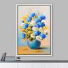 NWT Framed Canvas Print Wall Art Textured Paint Effect Blue Carnations & White Daisies Floral Plants Illustrations Modern Art Chic Closeup Colorful for Living Room, Bedroom, Office - 16"x24" White view 2