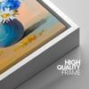 NWT Framed Canvas Print Wall Art Textured Paint Effect Blue Carnations & White Daisies Floral Plants Illustrations Modern Art Chic Closeup Colorful for Living Room, Bedroom, Office - 16"x24" White view 4