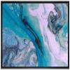 NWT Framed Canvas Print Wall Art Pink & Blue Swirling Marble Style Display Geometric Shapes Digital Art Modern Alternative Closeup Dramatic Duotone for Living Room, Bedroom, Office - 16"x24" Black view 1