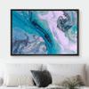 NWT Framed Canvas Print Wall Art Pink & Blue Swirling Marble Style Display Geometric Shapes Digital Art Modern Alternative Closeup Dramatic Duotone for Living Room, Bedroom, Office - 16"x24" Black view 2