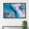 NWT Framed Canvas Print Wall Art Pink & Blue Swirling Marble Style Display Geometric Shapes Digital Art Modern Alternative Closeup Dramatic Duotone for Living Room, Bedroom, Office - 16"x24" Black view 3