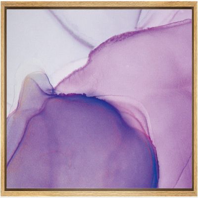 NWT Framed Canvas Print Wall Art Watercolor Pastel Purple Lavender Smoke Landscape Abstract Shapes Illustrations Modern Art Decorative Colorful for Living Room, Bedroom, Office - 16"x24" Natural