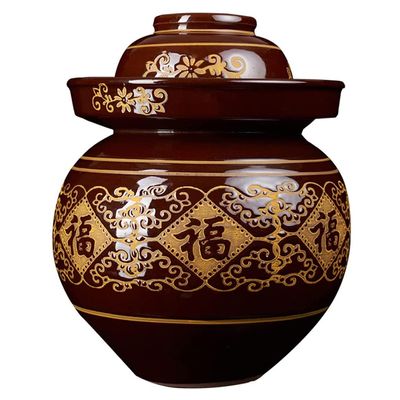 QPZK Traditional Chinese Porcelain Pickle Jar, Ceramic Fermentation Crock Pickling Pot,Fermenting Jar with Water Seal Airlock Lid Stoneware Fermenter for Kimchi Sauerkrau L