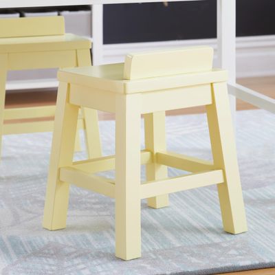 Martha Stewart Crafting Kids' Stools Set of 2 - Pastel Yellow: Wooden Chairs for Kids Art Table with 15" Seat Height, 2 Matching Anti-Tip Chairs for Children 3 and Up